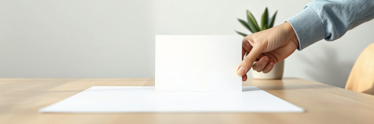 Two plain cards on a table